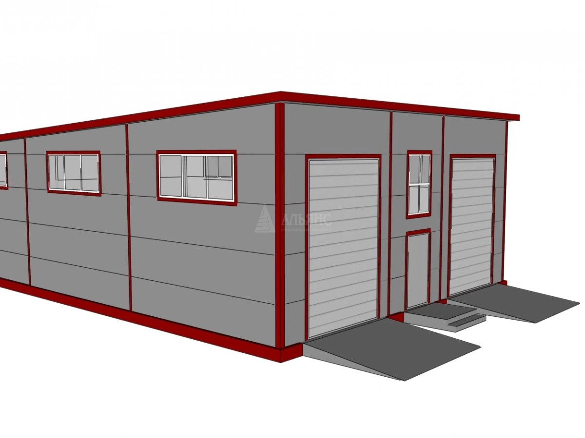 3D визуализация Проект гаража с двумя боксами из сэндвич-панелей - фото 9