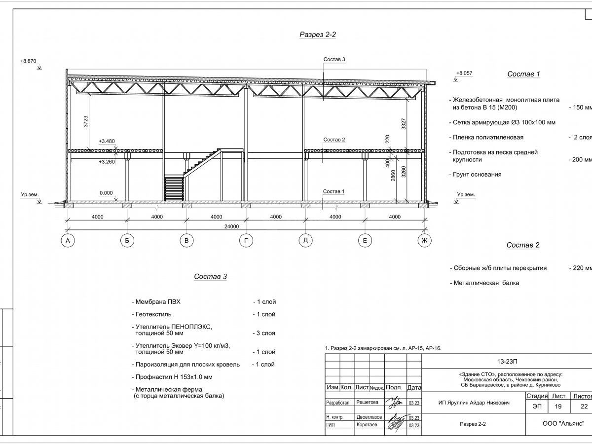 Планировка СТО с АБК из сэндвич-панелей -  фото 7